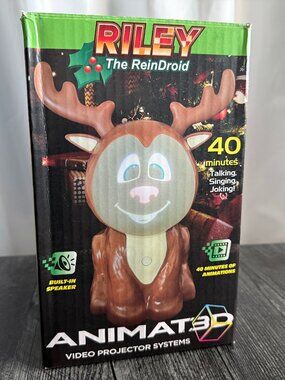 Riley Reindeer Animat3D Animated Holiday Projector w Box
